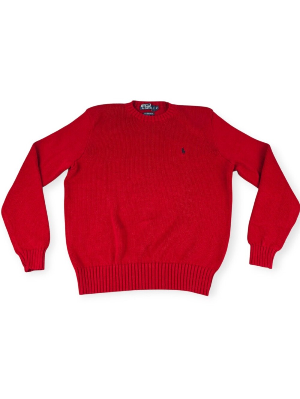 Vintage Polo By Ralph Lauren Crewneck Knit Sweater Men's Medium Red 90s